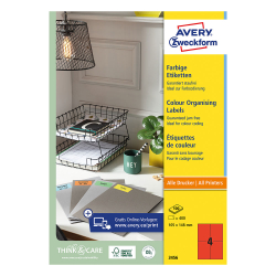 Етикети Avery 105/148 A4 4ет червен 100л