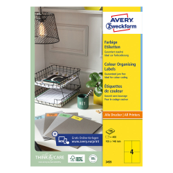 Етикети Avery 105/148 A4 4ет жълт 100л