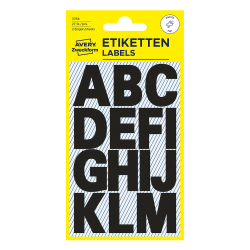 Avery adhesive letters 25mm blk 30pcs