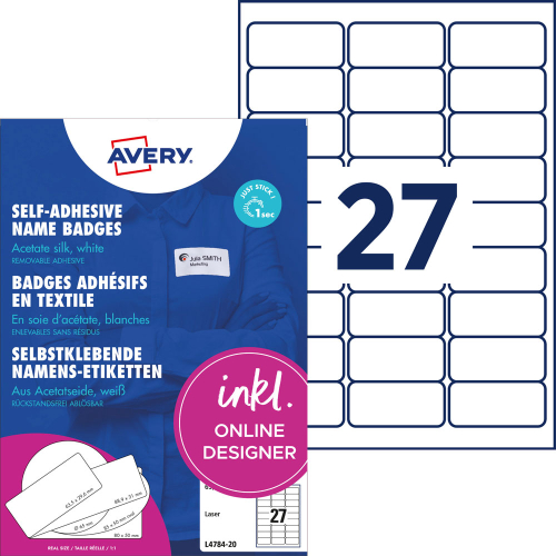 Бадж-етикети Avery плат 63.5/29.6 540бр, 1000000000052259 02 