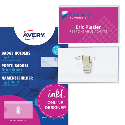 Бадж с игла и щипка Avery 90/54 50+50бр, 1000000000052134 08 