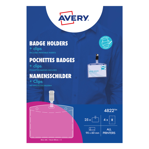 Бадж с щипка и етикет Avery 90/60 25+32б, 1000000000052135 07 