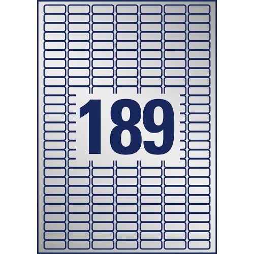 Етикети Avery 25.4/10 A4 189ет сребр.20л, 1000000000052265 06 