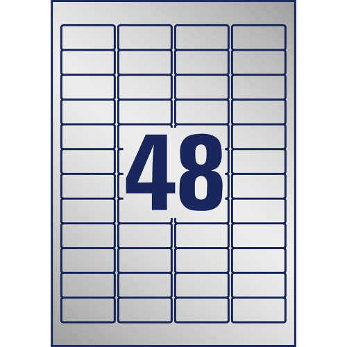 Етикети Avery 45.7/21.2 A4 48ет сребр.20, 1000000000052266 06 