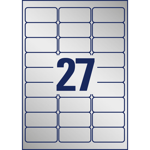 Етикети Avery 63.5/29.6 A4 27ет сребр.20, 1000000000052267 06 