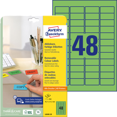 Етикети Avery отл.45.7/21.2 48ет 20л злн, 1000000000052273 02 