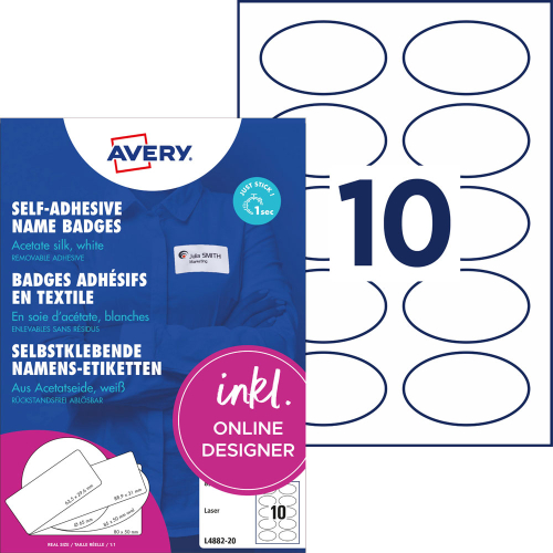 Бадж-етикети Avery плат 85/50 овал 200бр, 1000000000052264 02 