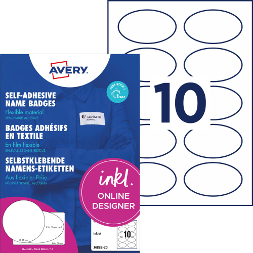 Бадж-етикети Avery плат 85/50 ink 200бр, 1000000000052239 02 