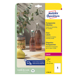 Етикети Avery прозр. 210/297 A4 1ет 25л