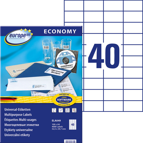 Етикети Avery Eco 52.5/29.7 A4 40ет 100л, 1000000000052234 02 