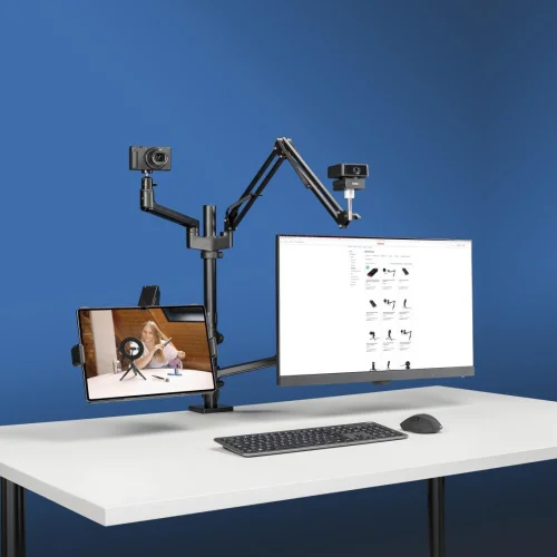 Hama Monitor Holder for Streaming Setup, 4 Arms, Height-adjustable, Swivel, 2004007249046635