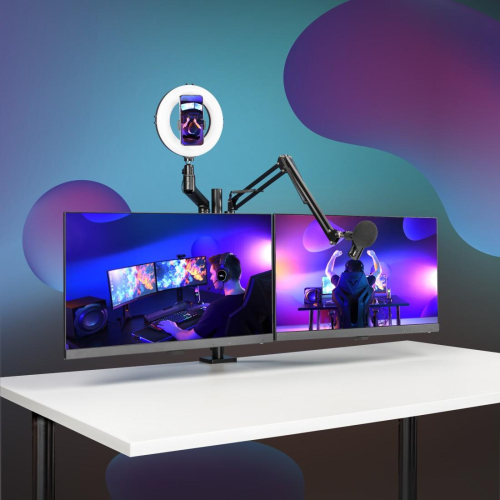 Hama Monitor Holder for Streaming Setup, 4 Arms, Height-adjustable, Swivel, 2004007249046635 06  — OK Office Hama Monitor Holder for Streaming Setup, 4 Arms, Height-adjustable, Swivel, 2004007249046635 06