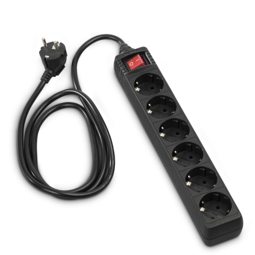Power Strip Hama 30394, 6 outlets with switch, Black, 2004007249303943 02 