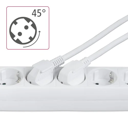 Power Strip HAMA 6-way with overvoltage protection, 1.4 m, white, 2004007249477781 03 