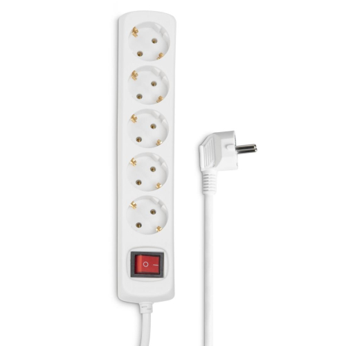 Power Strip Hama 47842 5 outlets with switch, White, 2004007249478429 03  — OK Office Power Strip Hama 47842 5 outlets with switch, White, 2004007249478429 03