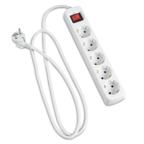 Power Strip Hama 47842 5 outlets with switch, White, 2004007249478429 04  — OK Office Power Strip Hama 47842 5 outlets with switch, White, 2004007249478429 04