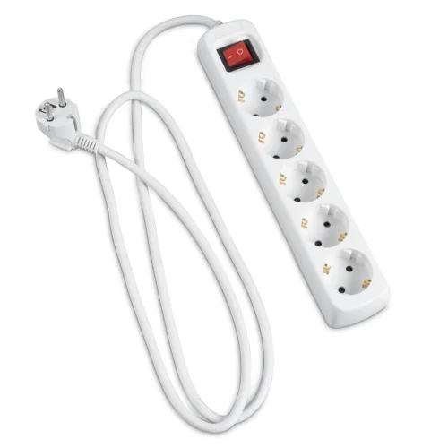 Distribution Panel, HAMA 47842, 5 sockets, with switch, child-proof, 1.4 m, white, 2004007249478429 06 
