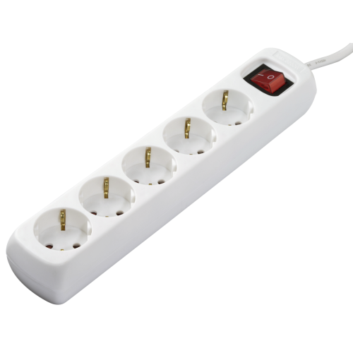 Power Strip Hama 47842 5 outlets with switch, White, 2004007249478429 05  — OK Office Power Strip Hama 47842 5 outlets with switch, White, 2004007249478429 05