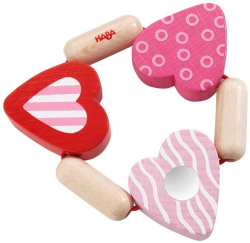 Бебешка дървена играчка HABA Сърца, 6+ месеца