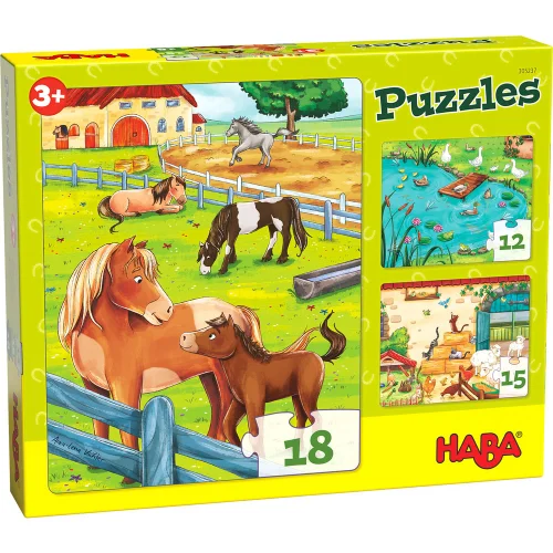 Puzzle Haba Farm Animals 3pcs 3+, 1000000000037665