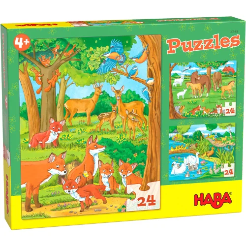 Puzzle Haba Animal families 3pcs 4+, 1000000000037675