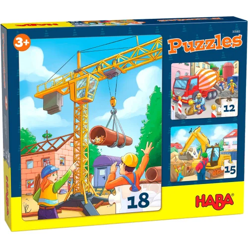 Puzzle Haba Construction sites 3pcs 3+, 1000000000037666