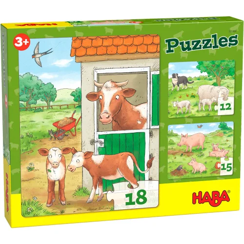 Puzzle Haba Farm animals 3pcs3 +, 1000000000037667
