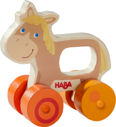 Дървена бебешка играчка за бутане HABA Кон, 10+ месеца