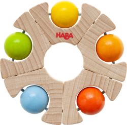 Кръгла дървена играчка HABA Цветни топки, 6+ месеца
