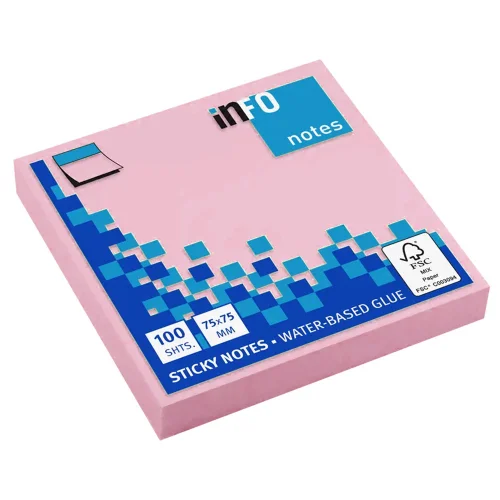 Sticky notes INFO 75/75 pink past.100sh, 1000000000004903
