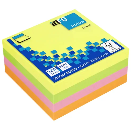 Sticky notes Info 75/75 neon 320 sheets, 1000000000027125