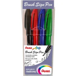 Pentel Brush Sign Pen Set of 4