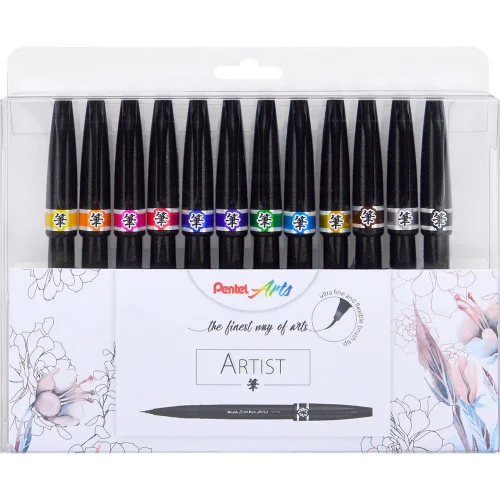 Brush Pen Pentel Artist Set of 12 Colors, 1000000000033350