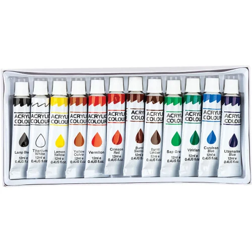 Acrylic paints 12 colors in tuba, 1000000000005350 02 