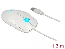 Мишка DeLock, USB-A, LED, 1200 dpi, Бял