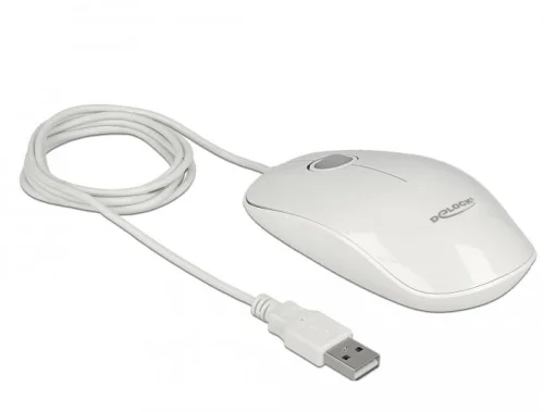 Мишка DeLock, USB-A, LED, 1200 dpi, Бял, 2004043619125371 02 