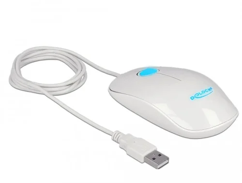 Мишка DeLock, USB-A, LED, 1200 dpi, Бял, 2004043619125371 03 