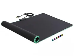 Пад за мишка Delock, USB-A, RGB Illumination, черен