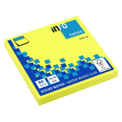 Sticky notes Info 75/75 yellow neon 80l, 1000000000026991