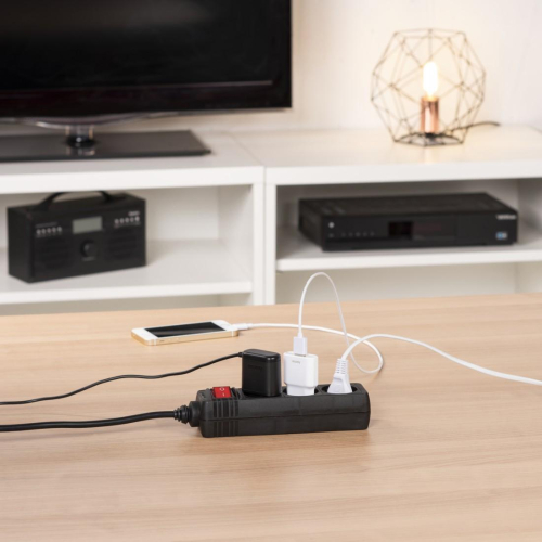 Power Strip Hama 108835, 3 outlets with switch, Black, 2004047443182456 03  — OK Office Power Strip Hama 108835, 3 outlets with switch, Black, 2004047443182456 03
