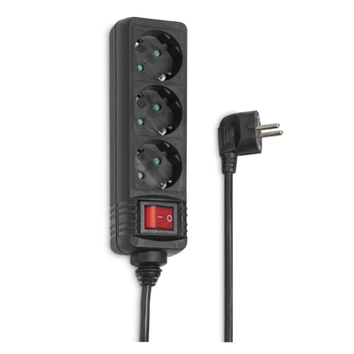 Power Strip Hama 108835, 3 outlets with switch, Black, 2004047443182456 05  — OK Office Power Strip Hama 108835, 3 outlets with switch, Black, 2004047443182456 05