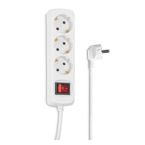 Power Strip Hama 108815, 3 outlets with switch, White, 2004047443182494 03  — OK Office Power Strip Hama 108815, 3 outlets with switch, White, 2004047443182494 03