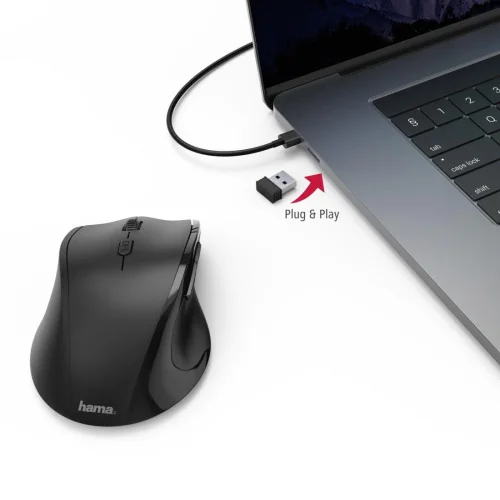 Безжична мишка HAMA Riano 182645, Лява ръка, USB, черен, 2004047443370853 05 