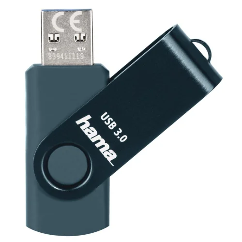 Памет USB 3.0 256GB Hama Rotate петролно синьо, 2004047443435927