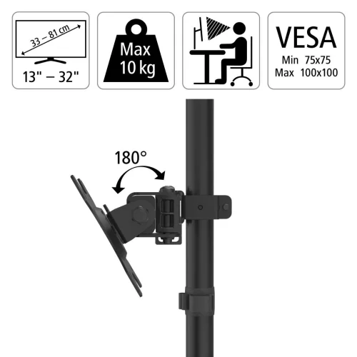 Hama Monitor Holder, Height-adjustable, Swivel/Tilt, Pull-out, 13' - 32', 2004047443469564 04 