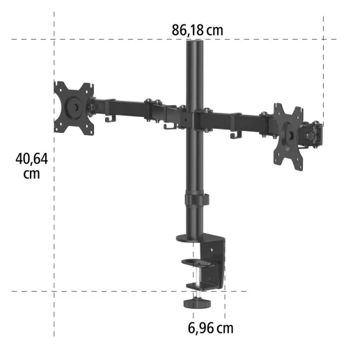 Hama Monitor Holder, 2 Monitors, Height-adjustable, Swivel/Tilt, 13' - 32', 2004047443469571