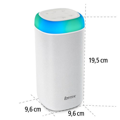 Hama 'Shine 2.0' Bluetooth® Loudspeaker, LED, Splashproof, 30 W, white, 2004047443479129 09  — OK Office Hama 'Shine 2.0' Bluetooth® Loudspeaker, LED, Splashproof, 30 W, white, 2004047443479129 09