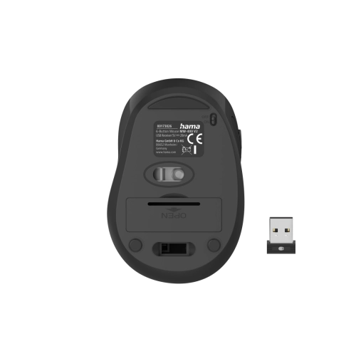 Hama 'MW-400 V2' Optical 6-Button Wireless Mouse, Ergonomic, USB, black, 2004047443479754 02 
