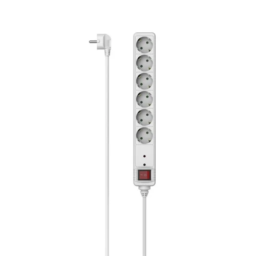 Power strip Hama 223152 6 outlets with switch, White, 2004047443480286