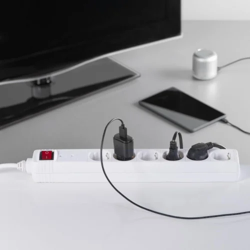 Power strip Hama 223152 6 outlets with switch, White, 2004047443480286 07 